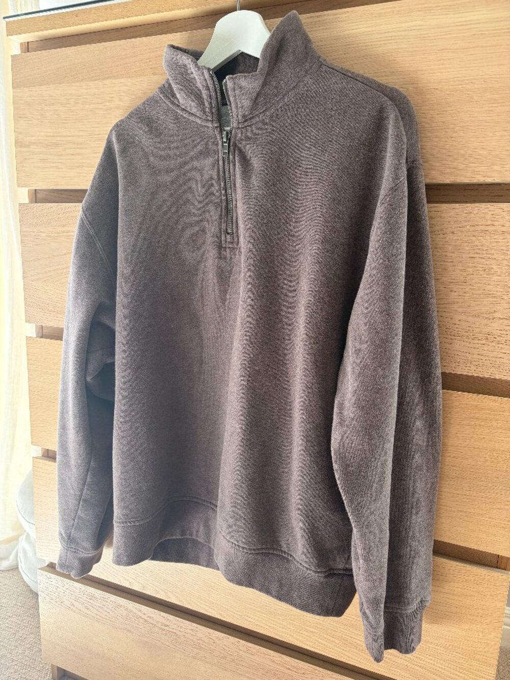 BROWN KOLBY RELAXED FIT QUARTER ZIP - SIZE S